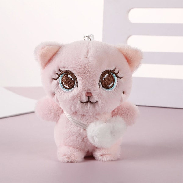 11 cm kattenøglering vedhæng 3 farver Vælg grå rosa hvid Velegnet til skoletaske Crossbody taske Grå