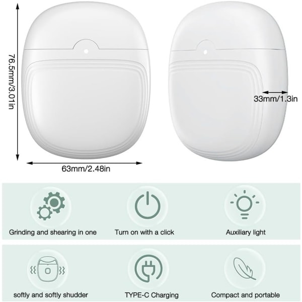 Elektrisk nagelklippare, professionell elektrisk nagelfil, sladdlös automatisk nageltrimmer med LED-lampa