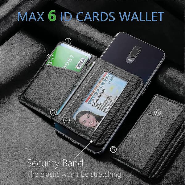 Mobile Phone Wallet Stick On Phone Case Black