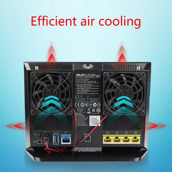 Kylande USB-fläkt för router, passar A-SUS RT-AC68U/AC86U/AC87U/R8000/AC5300