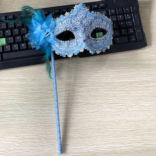 Blomma håndholdt maske kvinner damer jenter venetiansk prinsessemaske svart