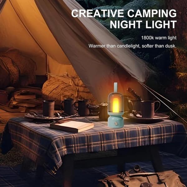 Retro LED-campinglykta USB-uppladdningsbar sladdlös bärbar stämningsbelysning för camping, sovrum, bar, restaurang, grön