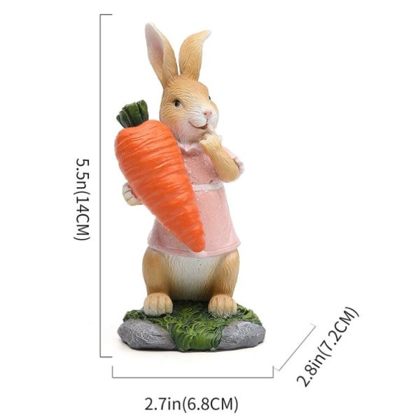 GroupM Rabbit Resin Crafts Söt mini dekorativ bordsskiva (morotskanin)