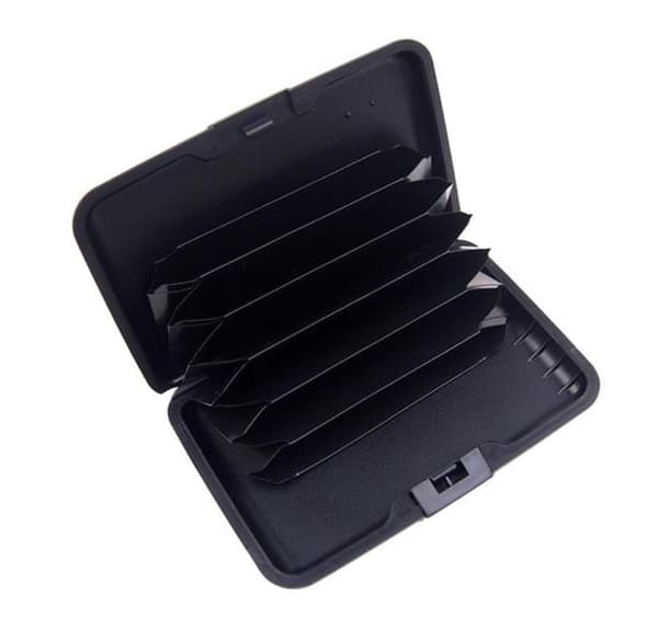 Card holder with compartments - Protects RFID - metal - wallet black