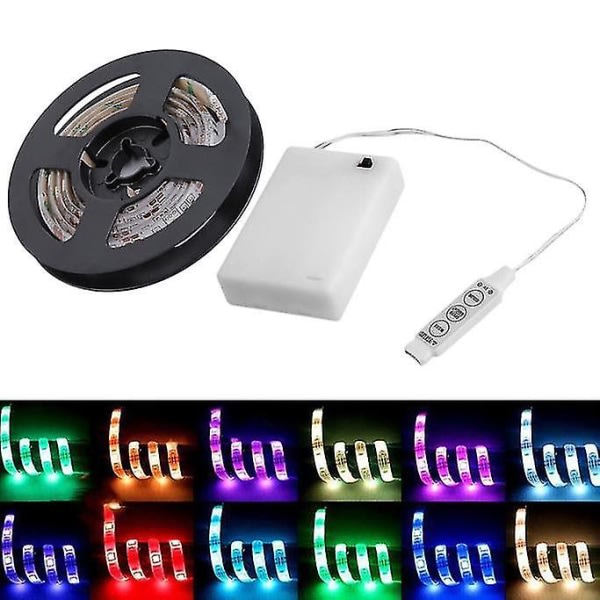 Rgb Led-striplys med batterikasse, vandtæt håndværkshobbylys 50-200cm