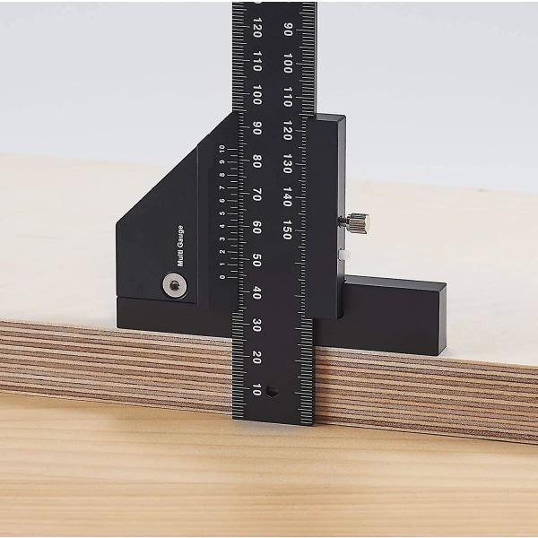 Snickarlinjal, multifunktionell träbearbetningslinjal, T-formad linjal av aluminium, ritsanordning, 0-280 mm mätverktyg, 0,02 mm noggrant mått