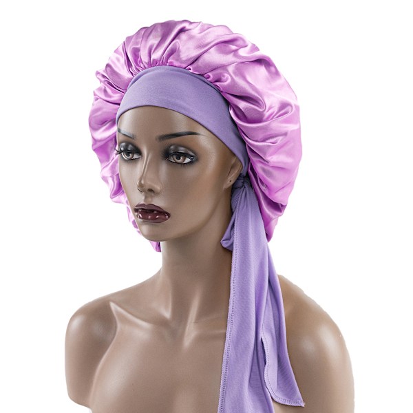 Satin Natthuva för Lockigt Hår - Mjuk, Andningsbar Elastisk Damhatt Rose Red