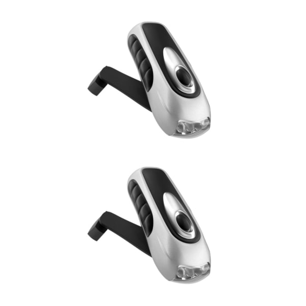 1/2/3 Bärbar LED Handvev Dynamo Ficklampa för utomhusbruk Silver S 2Set