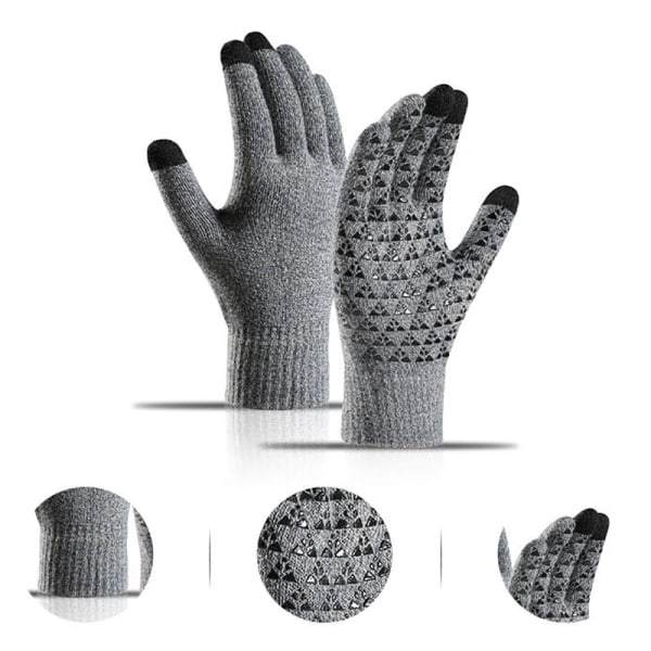 Vinterstrikkede varme handsker Tykke ensfarvede varme Touch Warm Ridi blå OneSize blue OneSize