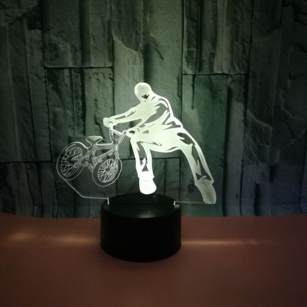 JUSTUP Ride a Bike 3D Illusion Nattlampa 16 färger Ändra Touch Fjärrkontroll Heminredning LED Jul Födelsedagspresent för cykelälskare（Stil V）