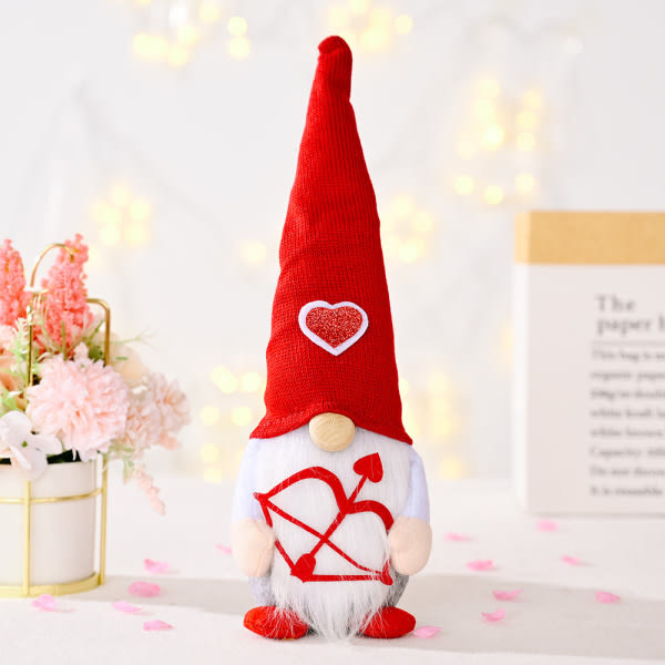 Alla hjärtans dag Gnomes Plysch Dekor Hem Elf Gnomes Ornament Present Båge och pil