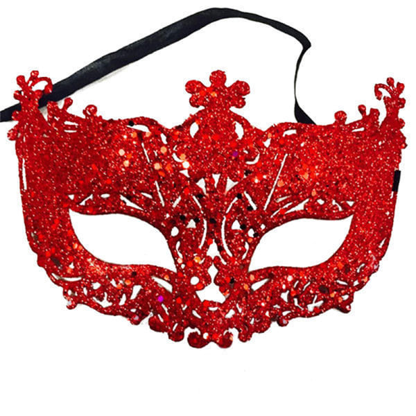 Lyxig venetiansk maskeradmask Kvinnor Flickor Sexig Fox Eye Mask F Red ONESIZE Red ONESIZE