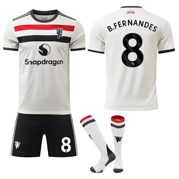 Man Utd 2024-25 Udebanesæt til Børn & Voksne med Strømper, B.Fernandes Nr. 8 No.8 B.Fernandes XS
