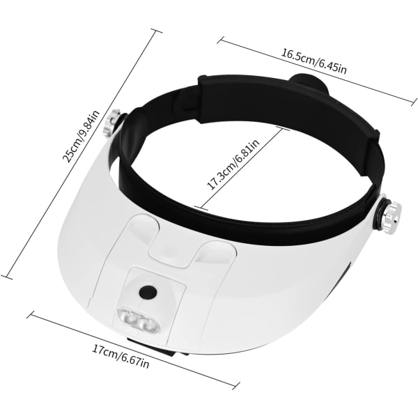 Huvudmonterad läsglasögon med LED-ljus Handsfree belyst förstoringsglas med pannband