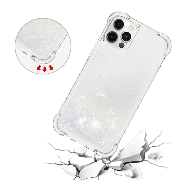 Kompatibel med iPhone 12 Pro Skal Glitter Flytande Transparent Glittrande Glänsande Bling Kristallklart Flytande Flytande Sand Cover Tpu Silikon - Vit