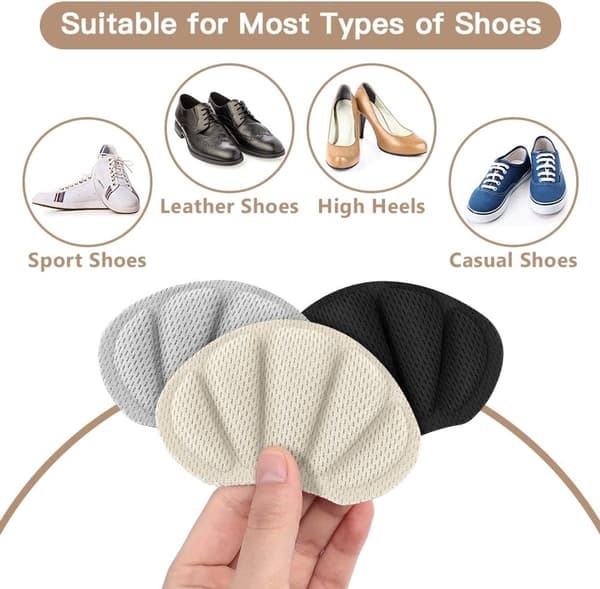 Selvklæbende hælreparationslapper, 3 par mikrofiber-hælpuder til reparation af huller i sko, hælgreb til mænd og kvinder, sort, grå, beige