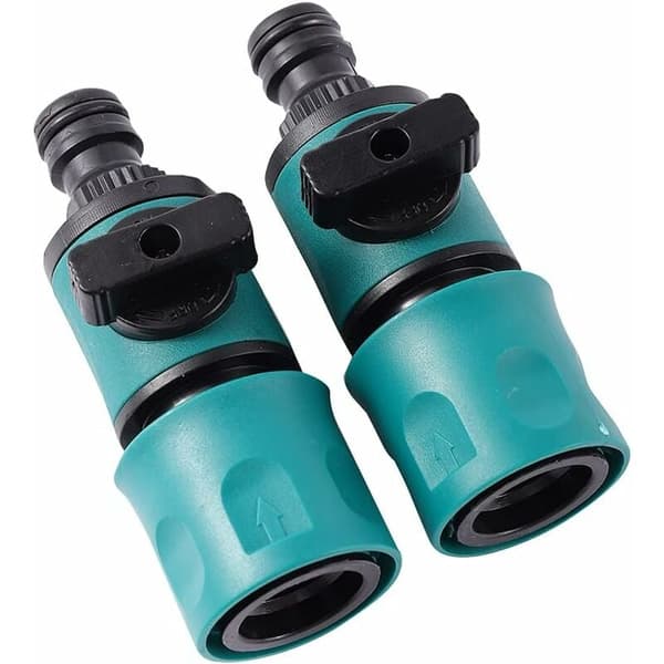 Set med 2 snabbkopplingar för trädgårdsslang med 16mm ventil