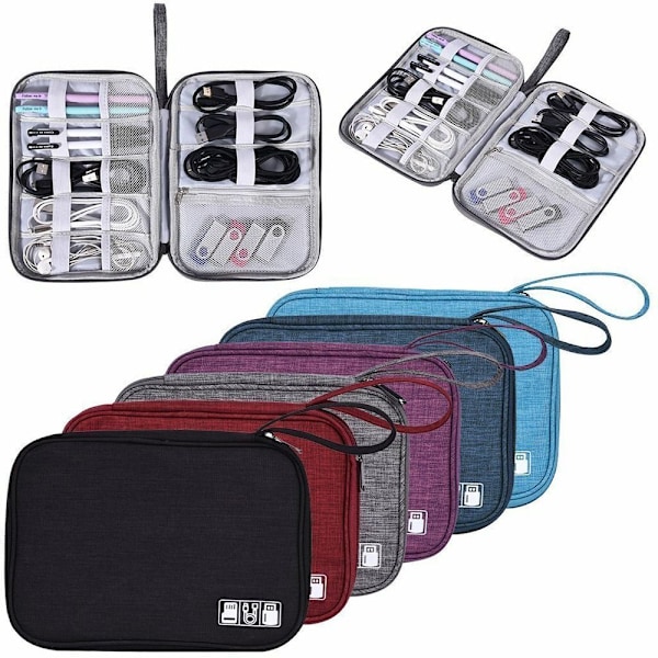 Reise Kabelveske Organizer Lader Oppbevaring Elektronikk USB-etui Black