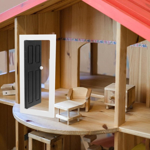 Dockhus Miniatyr Möbel Omålad Trädörr DIY Dockhem Scen Möbler Hantverk (17.7X8X0.5CM, Mörk)
