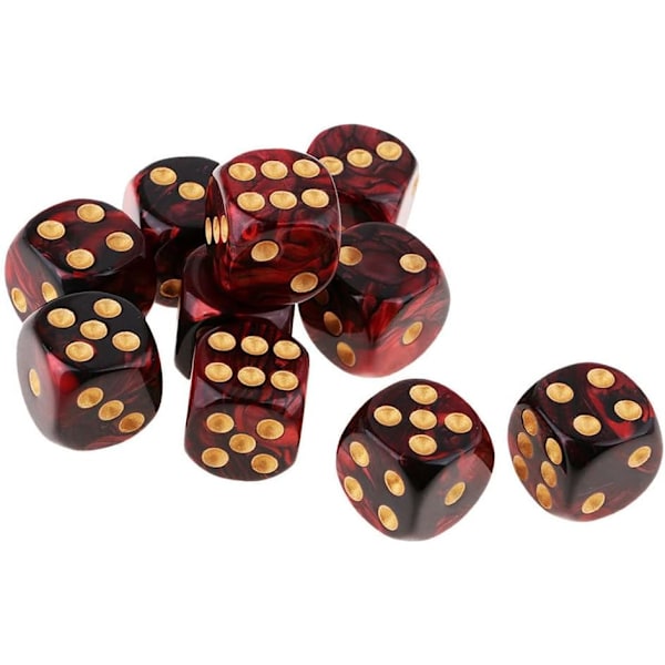 16mm Akryl D6 Tärningsset - 20 Polyedriska RPG Tärningar för DND, MTG Brädspel (Blå Svart, Röd Svart)