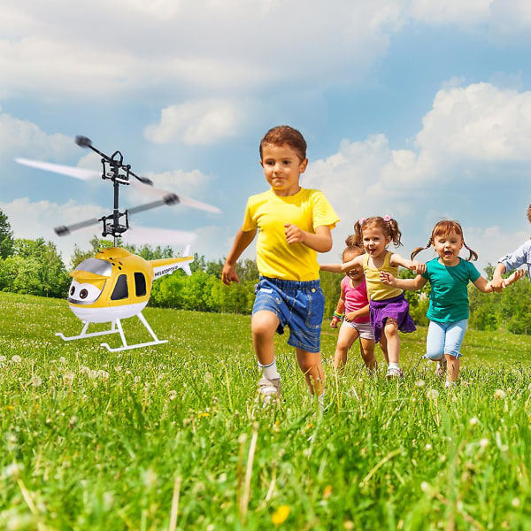 Ritad intelligent sensor flygande leksak fjärrkontroll helikopter leksak med LED-ljus gul Yellow