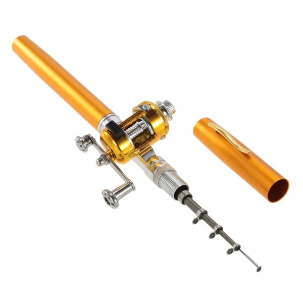 Angelspöset & Rulle Combo Kit Mini Teleskopiskt Bärbart Fickspö + Rulle Aluminiumlegering Fisketillbehör