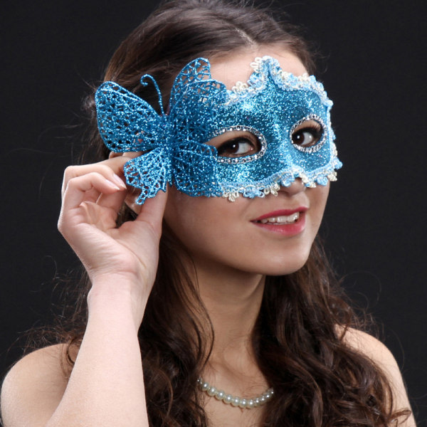 Mode Lyx Venetiansk Maskerad Mask Kvinnor Flickor Sexig Fox Ey Blue ONESIZE Blue ONESIZE