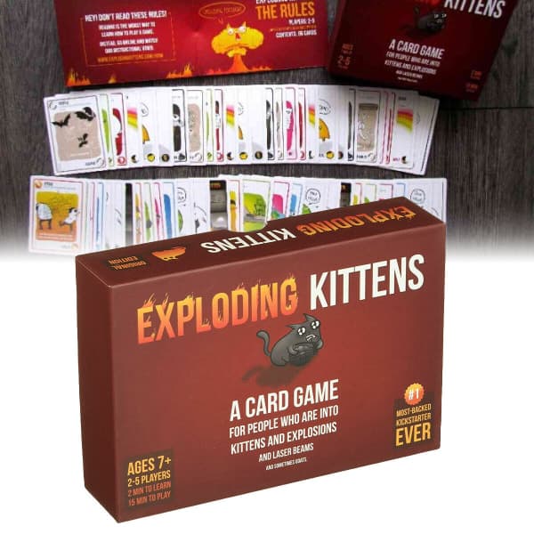 Exploding Kittens -alkuperäinen korttipeli, sopii perheille ja juhliin