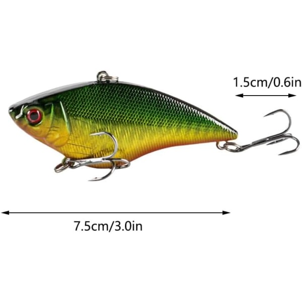 Fiskedragssett (5 stk) - VIB sakte synkende bioniske svømmelokk med treble kroker