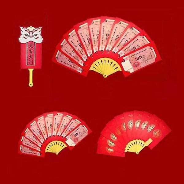 10x kinesiska nyårsröda kuvert Vikbar handhållen fläkt Lucky Bag Hong Bao present