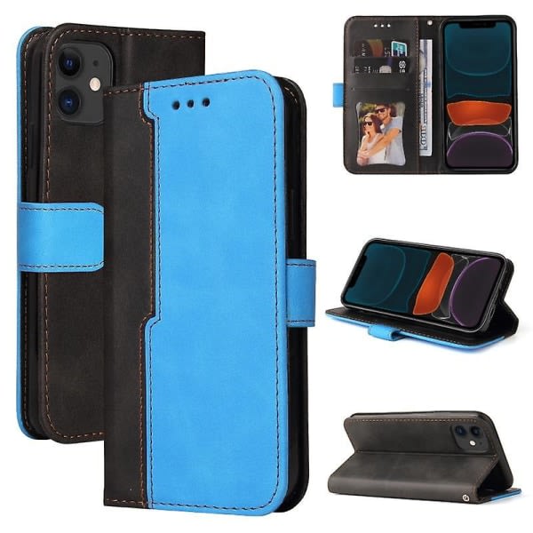 Nytt för Iphone 11 Pro Business Sömmar-färg Horisontellt Flip Pu Case med hållare & kortplatser & fotoram (sininen)