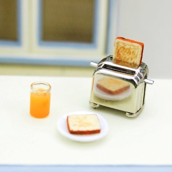 1:12/1:6 Mini Brødrister til Dukkehuse Brødbager Miniature Mini Brødrister Dukkehuse Brødbager Dukkehuse Køkkenredskaber null - Sort baggrund