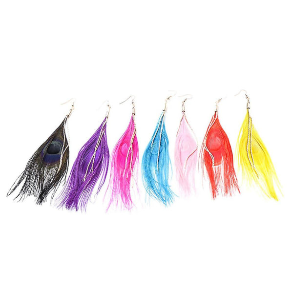 Bohemian Feather Tofs Korvakorut Trendikkäät Pitkät Ripustuskorvakorut Tippaavat Kellokorvakorut Naisille (Keltainen)