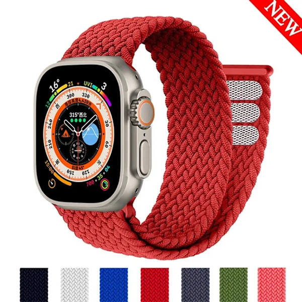 Flätad Solo Loop för Apple Watch Ultra band 49mm 45mm 41mm 44mm 40mm 42mm armband iWatch serie 9 7 SE 8 6 5 4 3 band Kol Charcoal 38 40 41mm-L