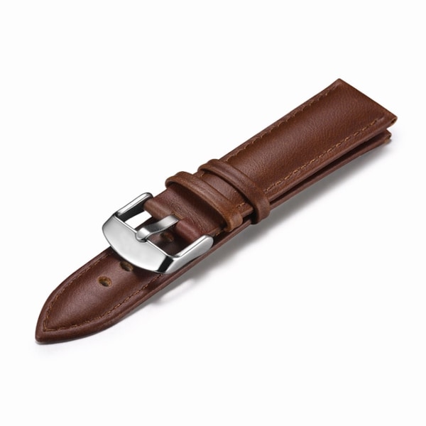 Brunt klockarmband läder 18 mm silverspänne klockarmband läder brunt M brown m