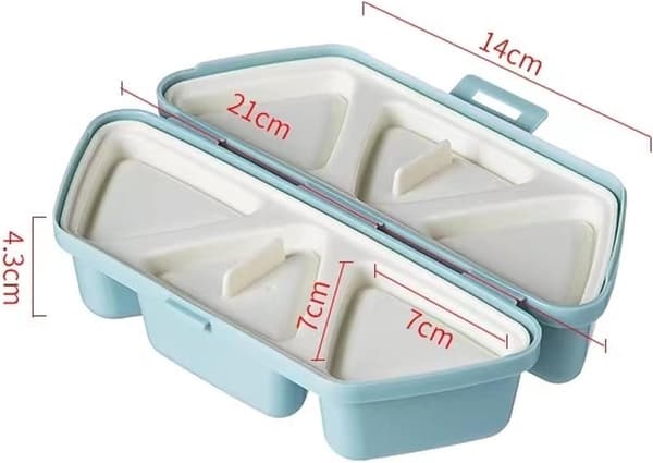 6-i-1 triangulär sushiform för risbollar med rissked och rengöringssvamp, hopfällbar non-stick onigiri-press för matlåda, picknick, lunch, blå