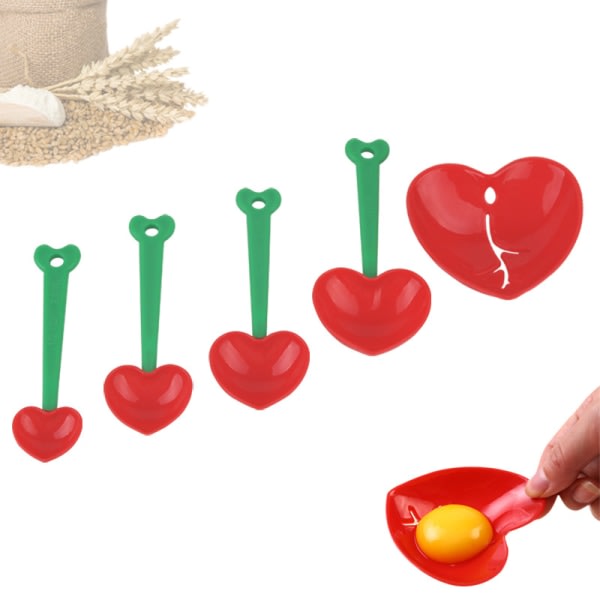 Måne Körsbärsmätsked och äggseparatorsatser - 2 i 1 set med 4 x mätskedar och 1 x äggulaseparator - BPA-fri och diskmaskinssäker mätkopp