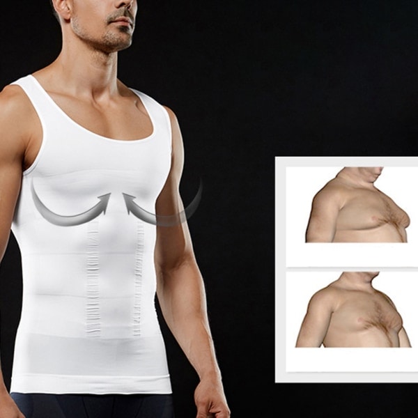 Kompressionslinne för män, Slimmande Body Shaper Väst, Ärmlös för Underkläder, Svart, Storlek L