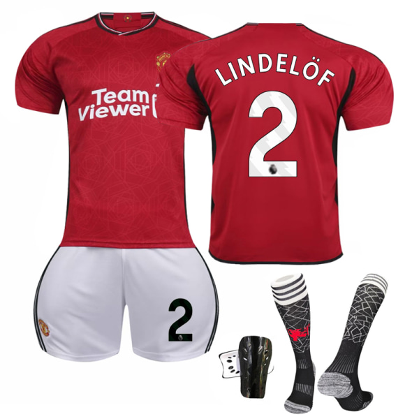 23-24 Manchester United Hjemmetrøje nr. 2 Lindelöf Add Socks and Pad #XL