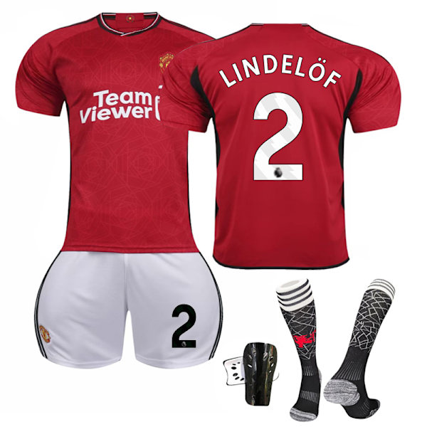 Manchester United Hemmaströja 23-24 nr 2 Lindelöf Add Socks and Pad #M