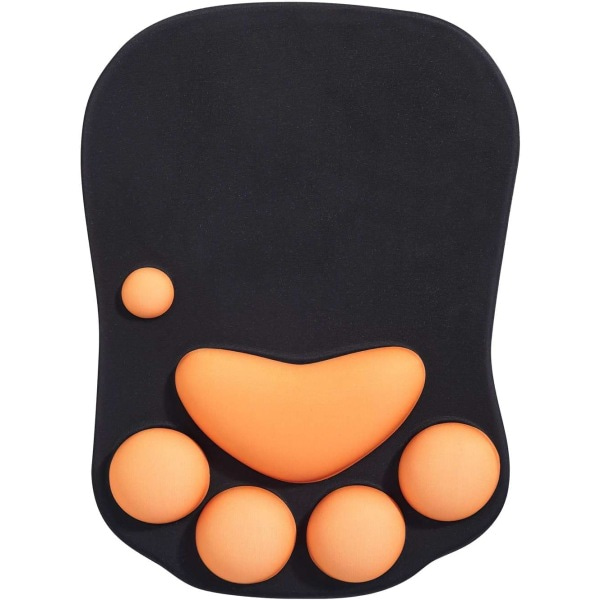Kattepote musematte, musematte med håndledsstøtte, silikonegel musematte, sød musematte, til hjem/kontor/spil, musematte sort og orange