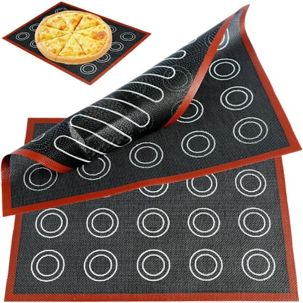2 st Silikon Bakmattor 40x30cm, Tjocka Återanvändbara Macaronmattor för Kakor, Pizza, Bröd