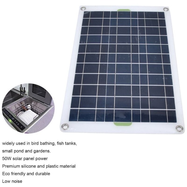 Solarvannpumpe-sett, 800L/t solcelledrevet nedsenkbar pumpe med 50W 12V solcellepanel, ideell for liten dam, basseng, akvarium, fuglebad, hydroponi,