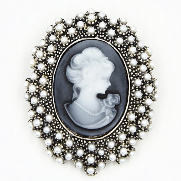 Bröllopsfest Drottning Lady Vintage Viktoriansk Design Cameo Brons Brosch Pin null - C