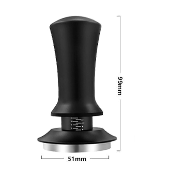 51 mm Kaffetamper med Justerbart Djup, Graderad Espresso Fjäder, Kalibrerad