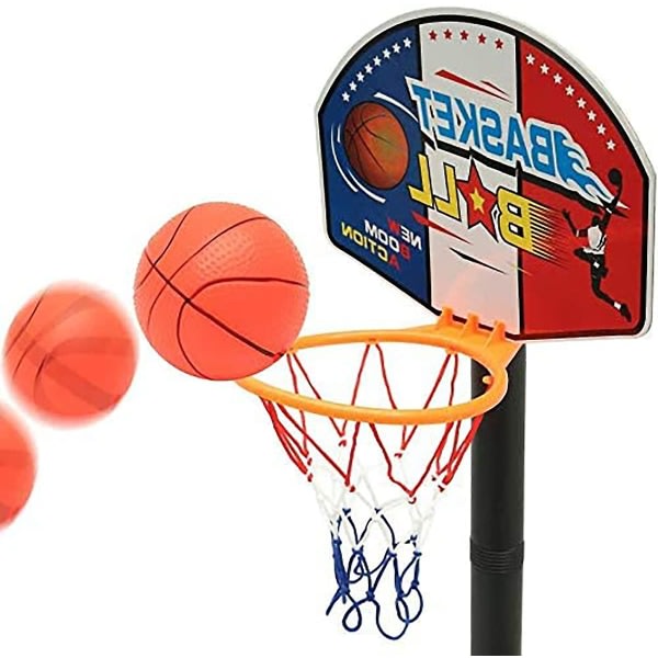 Barnbasketkorg och ställ med justerbar höjd, nätbollspump Bärbar basket inomhus utomhusaktivitet Sport