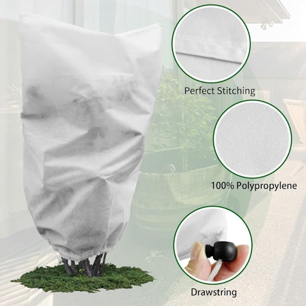 4 stk. Plantebeskyttelsesdække, 50g/m² 80cm x 100cm Vinterplantebeskyttelse til Permeabel Frostbeskyttelse, Vindtæt, Kulde, Varme og Insektbeskyttelse - Hvid