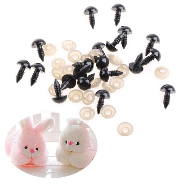 20 st 6-20mm Svarta Plastögonsäkerhet för Teddybjörn/Dockor/Leksaksdjur/Filtrering