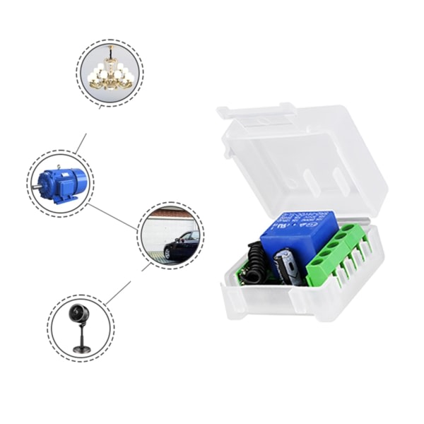 Kompakt DC12V Trådløs Fjernbetjeningsswitch Universal 433Mhz RF Modtager Hvid - 433MHZ