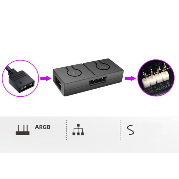 RGB-tuuletinmuunnin 5V - 12V 4-pin RGB-siirtokeskitin Sata-liitäntä RGB-tuulettimelle MSI